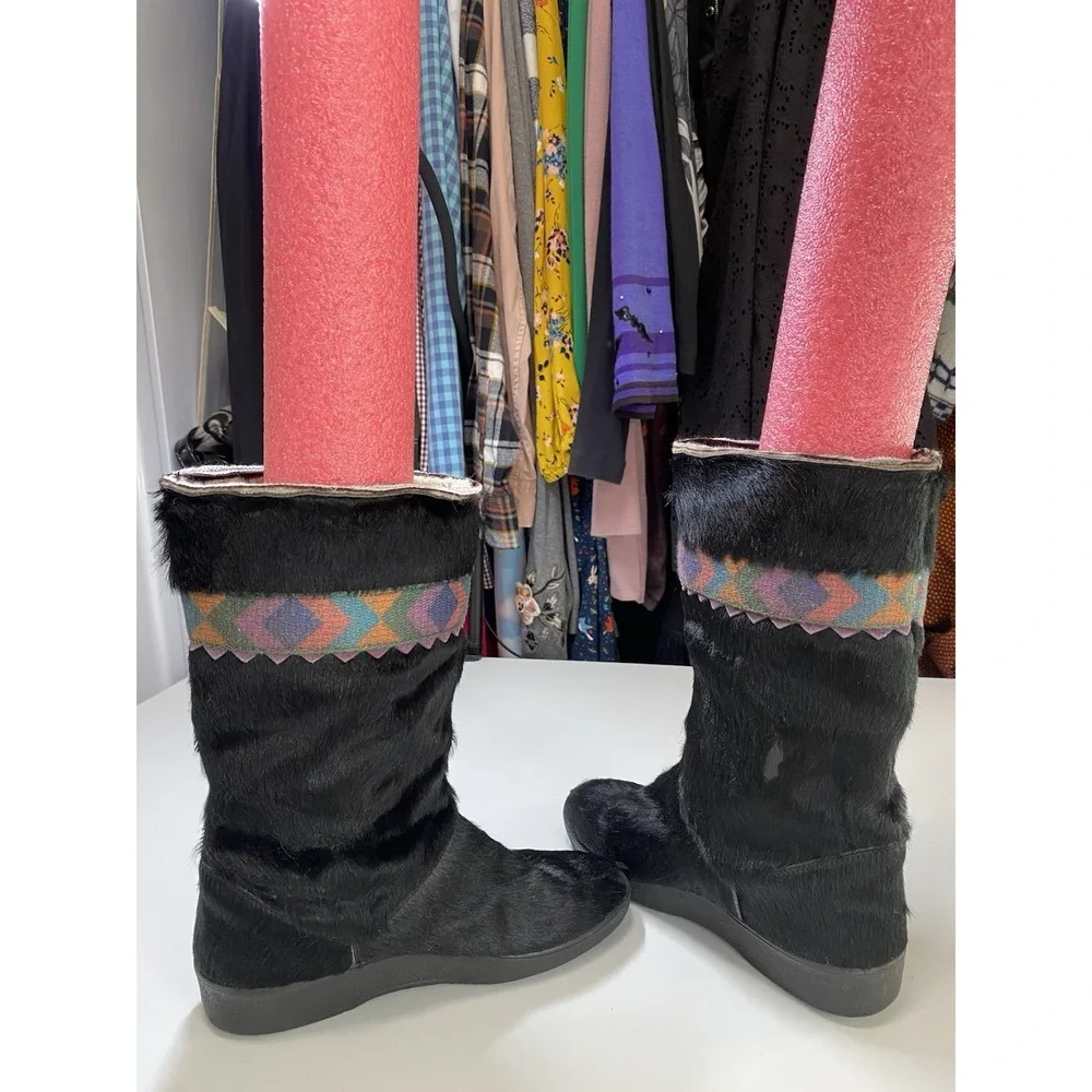 Garden Sport Womens Calf Hair Fur Winter Boots Size 38 Made In Italy Artsy Warm